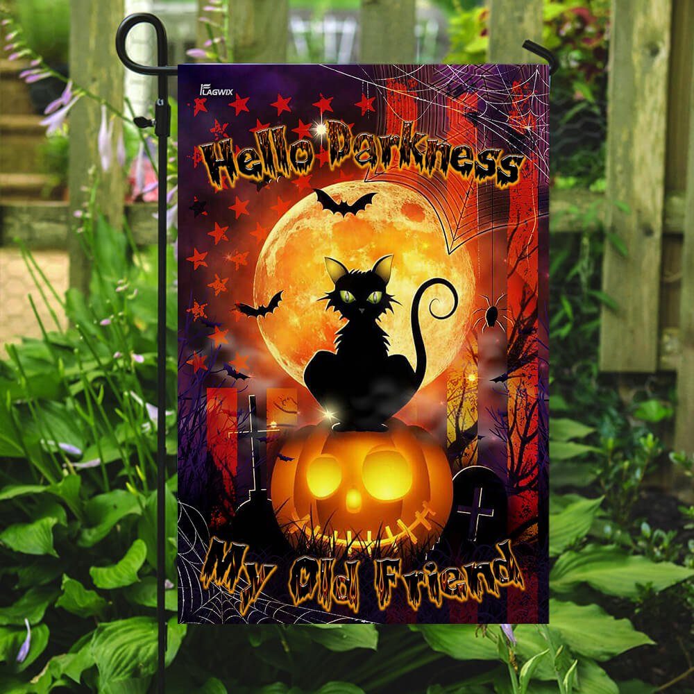 Hello Darkness Cat Halloween Flag Hello Darkness Cat Halloween Flag
