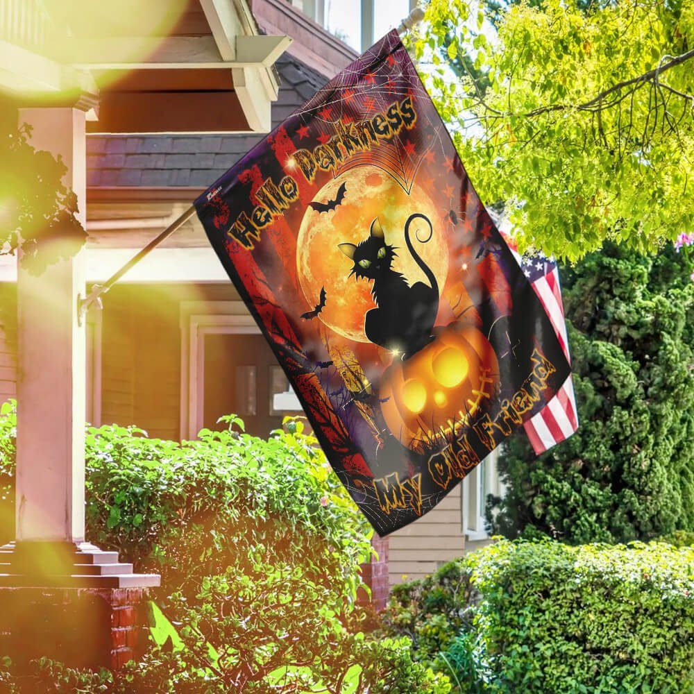 Hello Darkness Cat Halloween Flag Hello Darkness Cat Halloween Flag