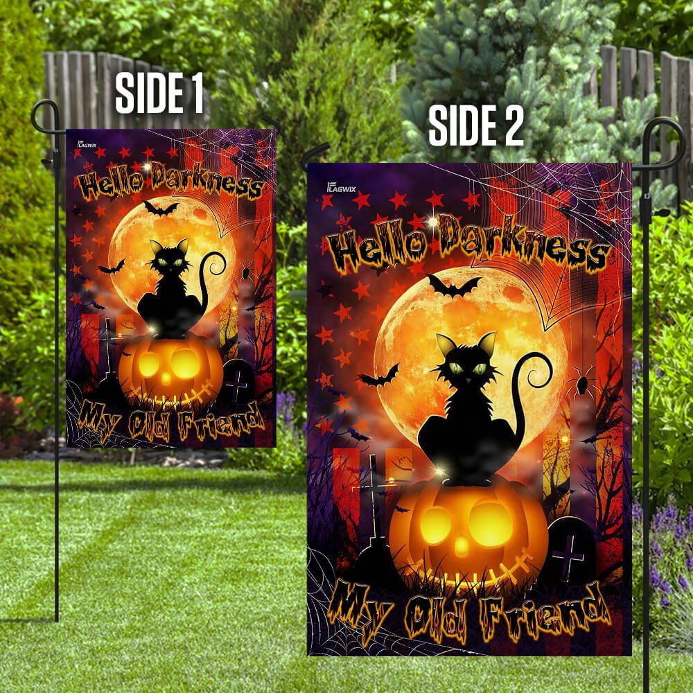 Hello Darkness Cat Halloween Flag Hello Darkness Cat Halloween Flag