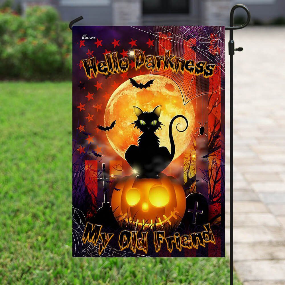 Hello Darkness Cat Halloween Flag Hello Darkness Cat Halloween Flag