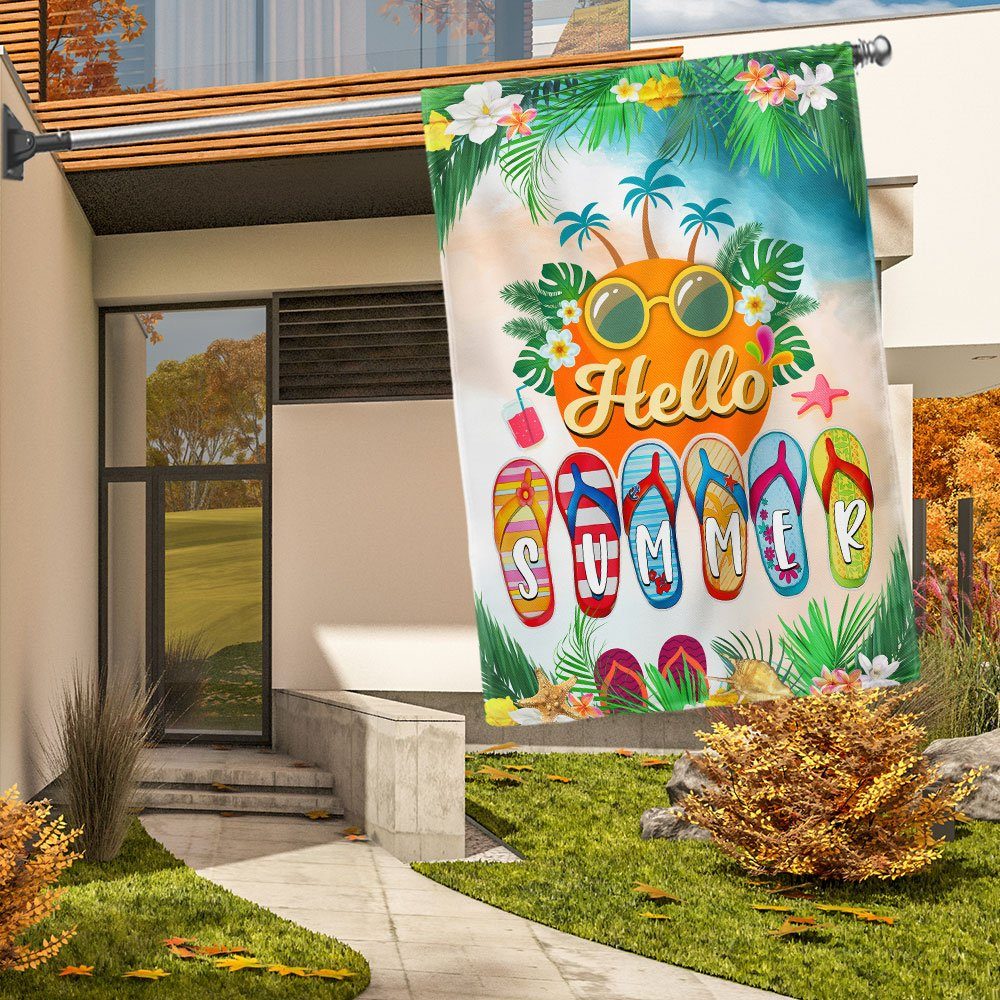 Hello Summer Flip-Flops Beach Flag TQN1364F