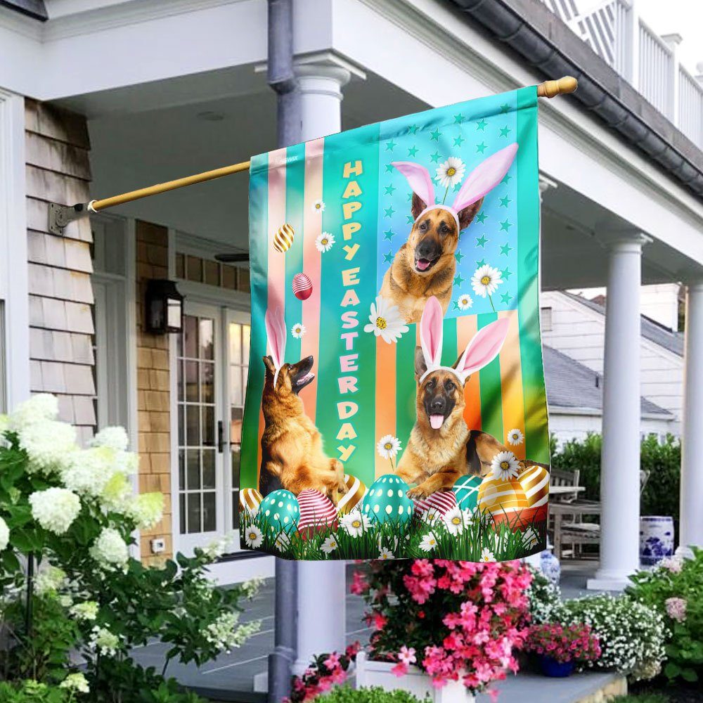 Here Comes The Big Bunny Easter German Shepherd Flag