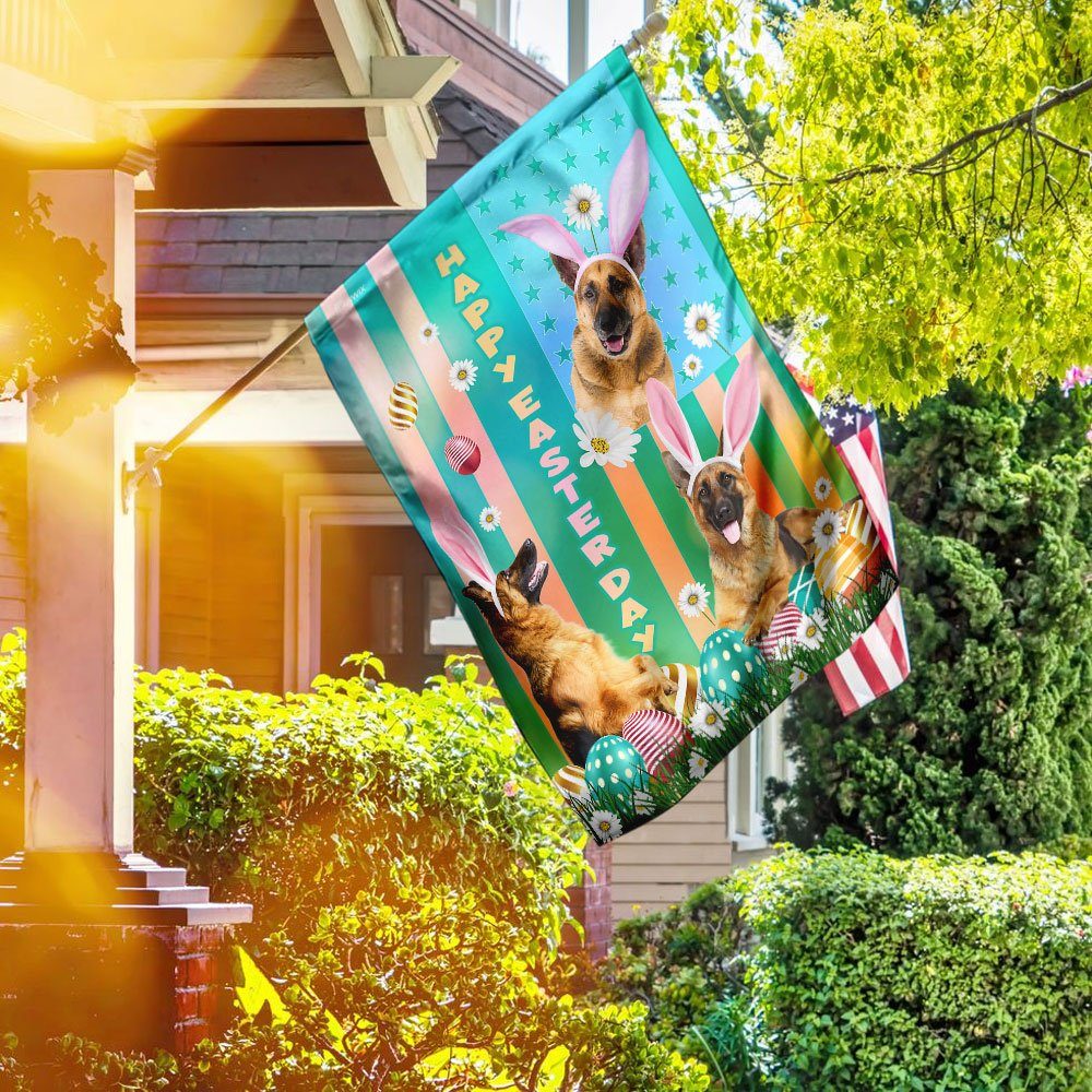 Here Comes The Big Bunny Easter German Shepherd Flag