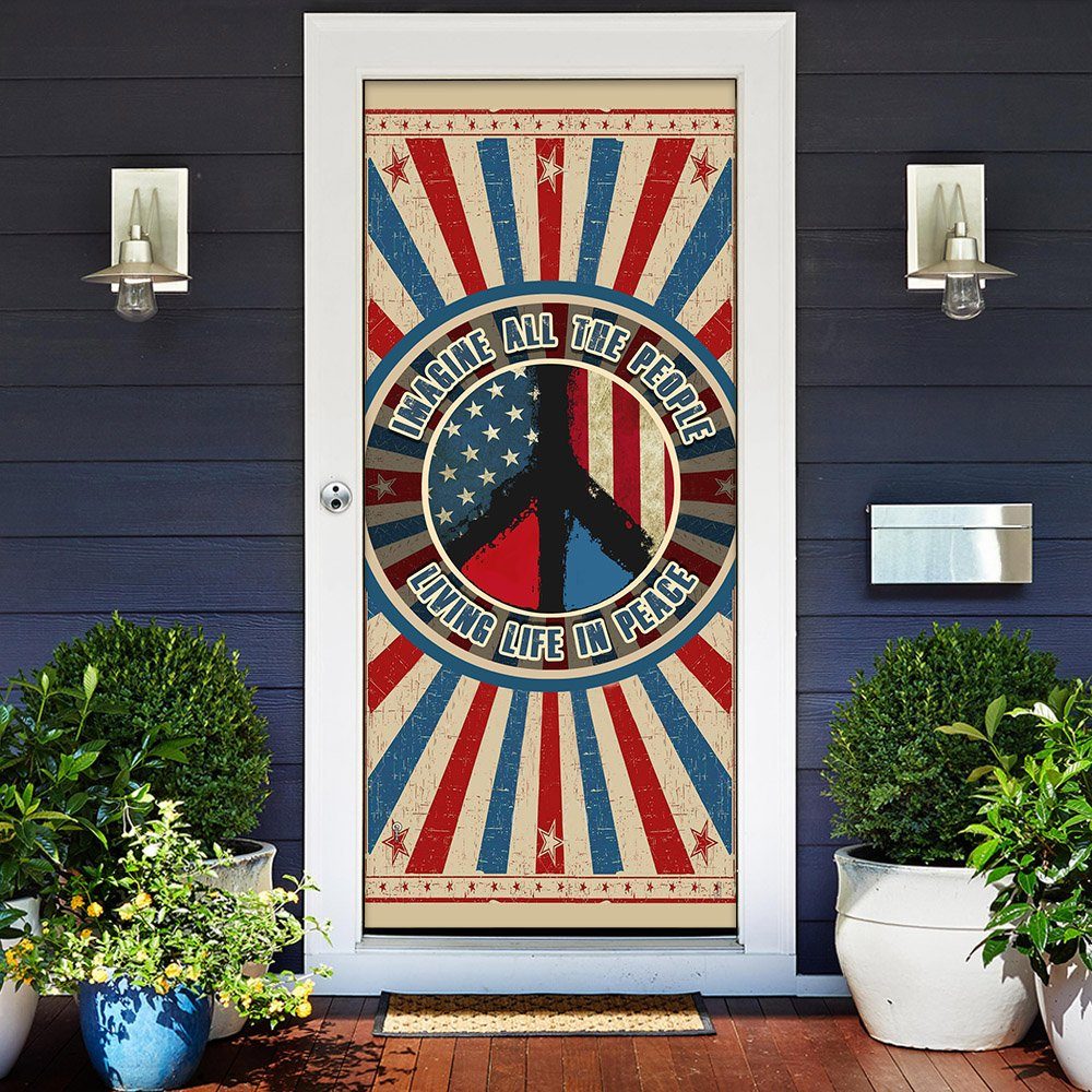 Hippie. Imagine All The People Living Life In Peace Door Cover THN2175F