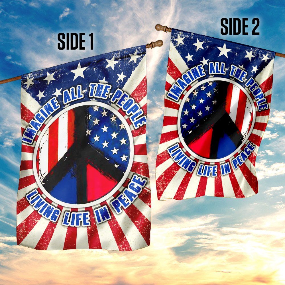 Hippie. Imagine All The People Living Life In Peace Flag