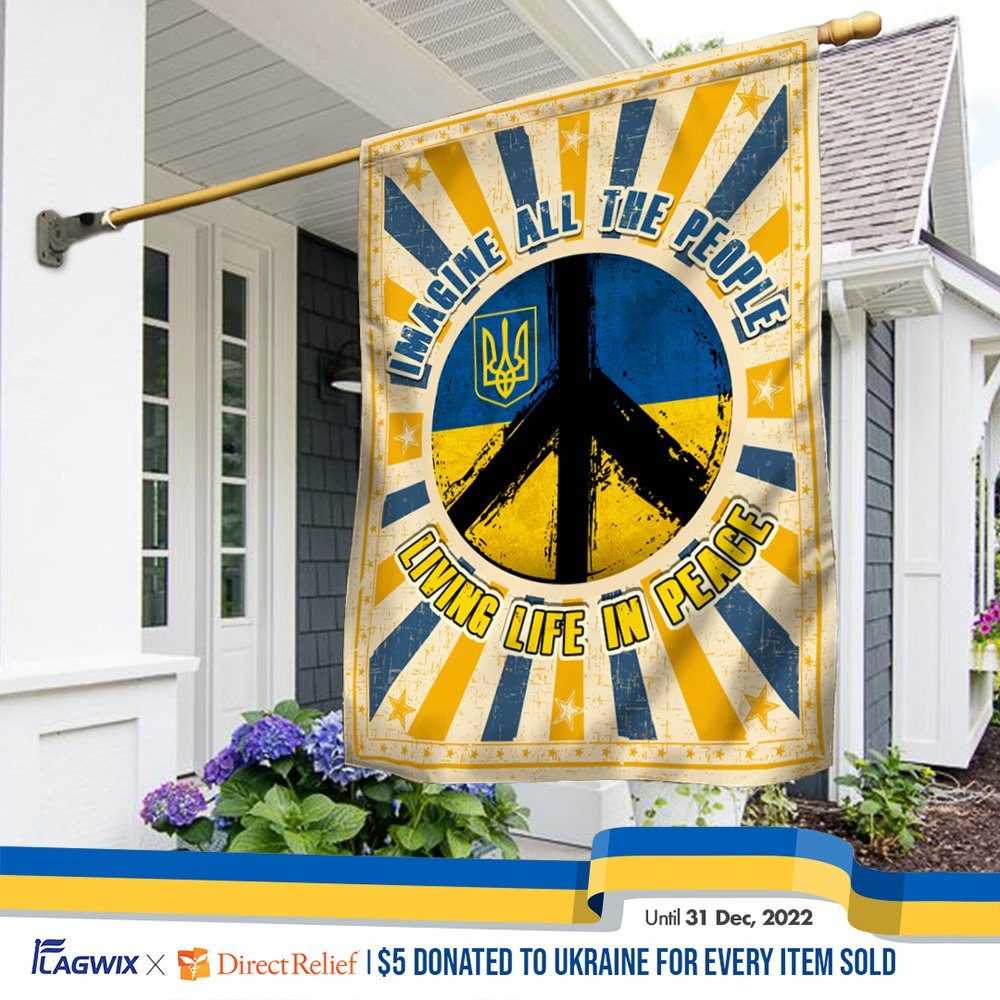Hippie. Imagine All The People Living Life In Peace Ukraine Flag THN3779Fv1