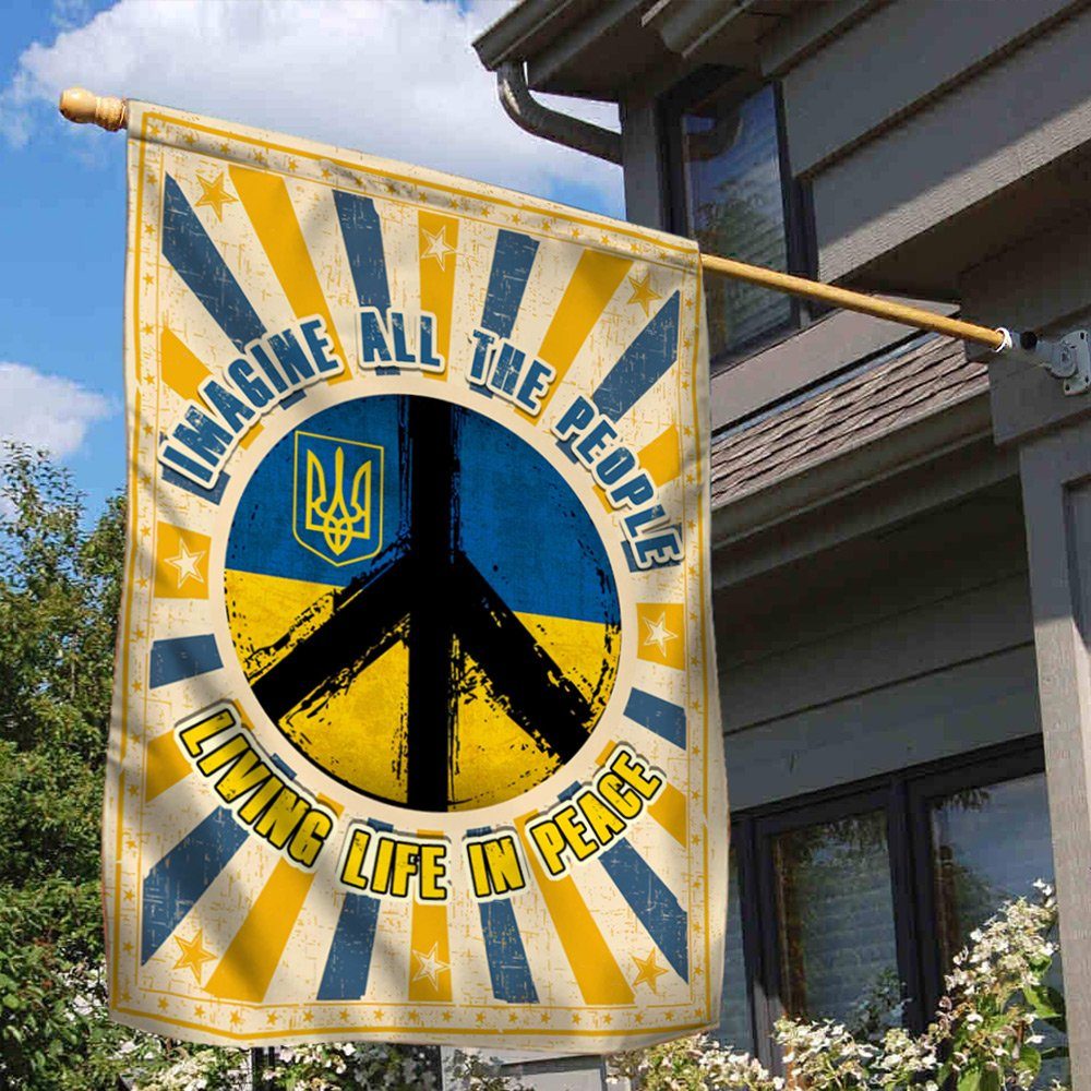Hippie. Imagine All The People Living Life In Peace Ukraine Flag THN3779Fv1
