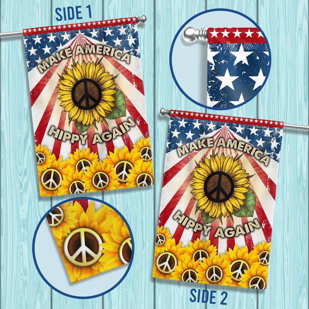 Hippie American Flag Make America Hippy Again Peace Sign Flag MLN740F
