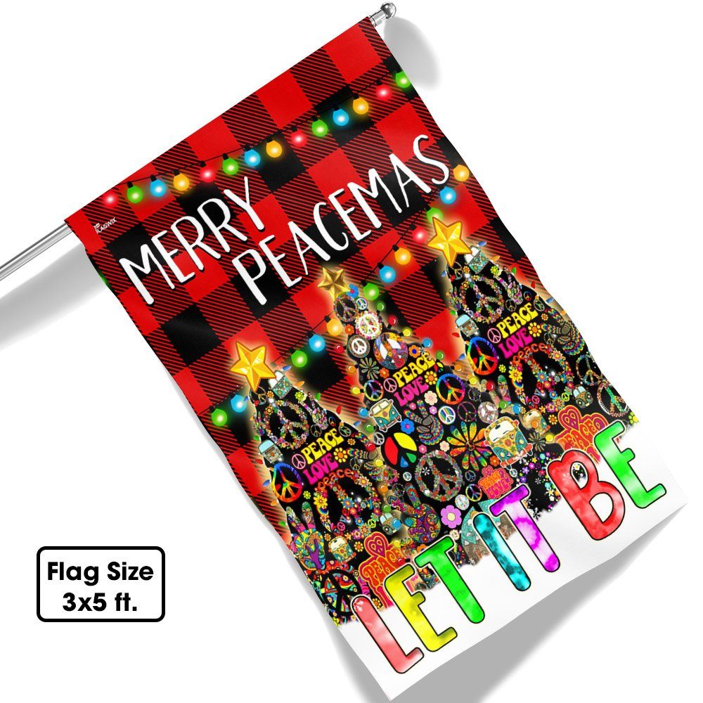 Hippie Christmas Tree Merry Peacemas Let It Be Flag MLN699F
