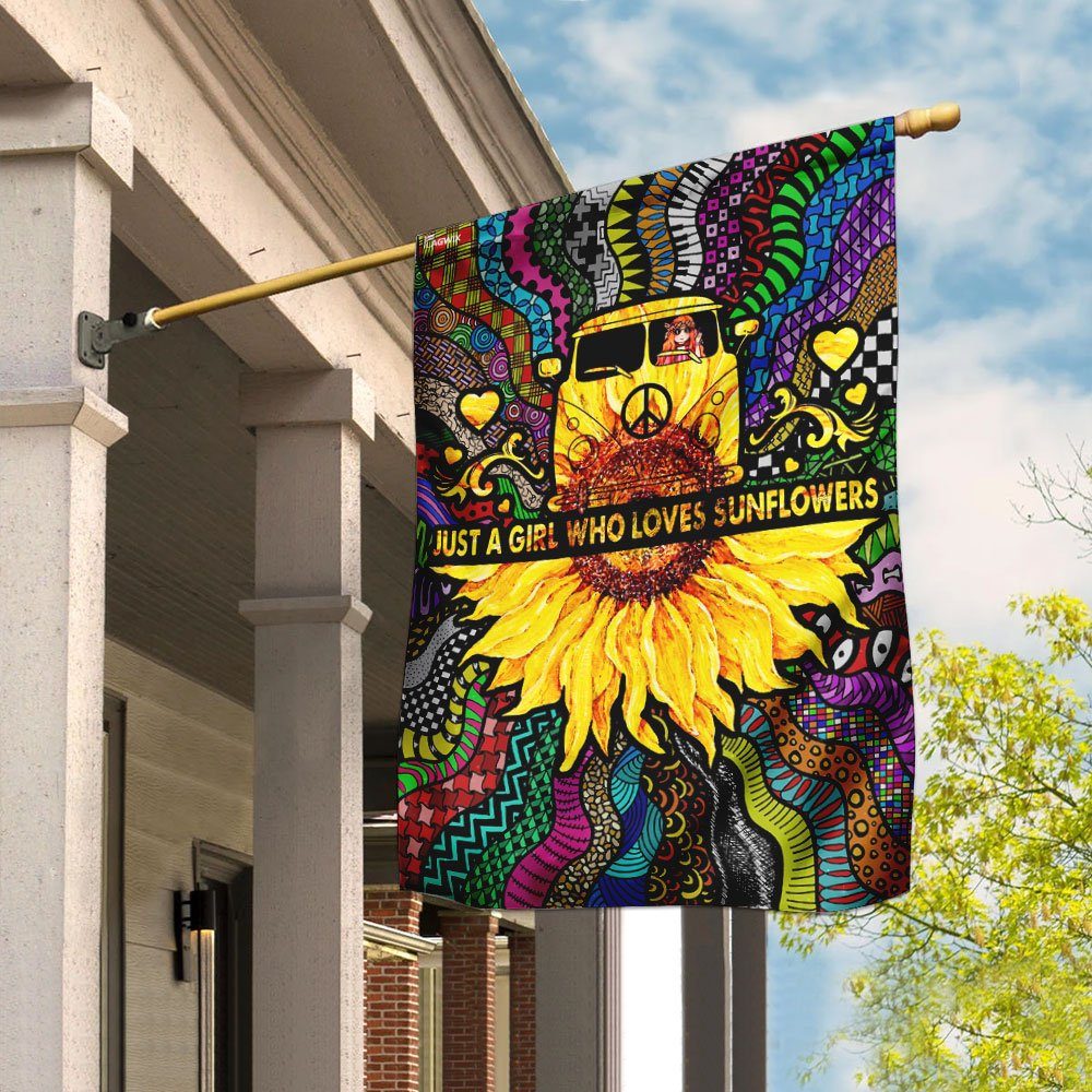 Hippie Just A Girl Who Loves Sunflowers Flag