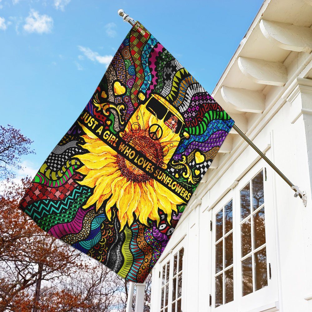 Hippie Just A Girl Who Loves Sunflowers Flag