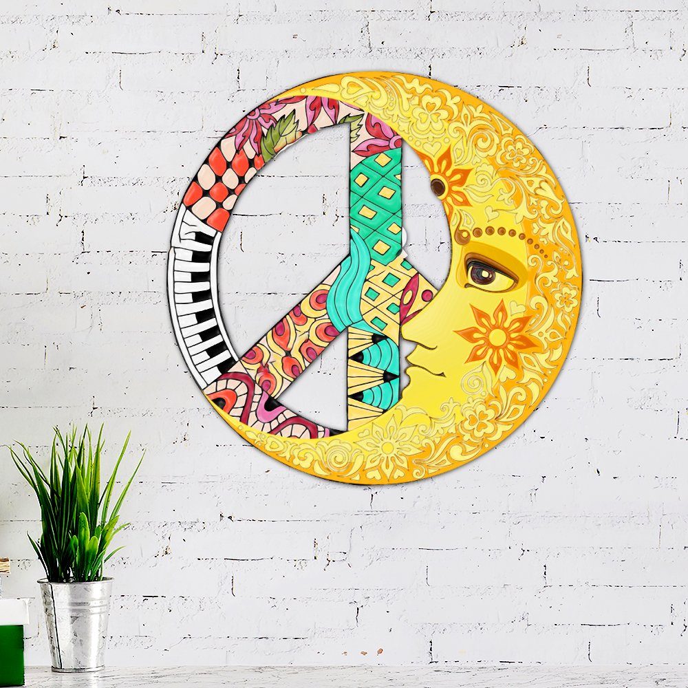 Hippie Moon Hanging Metal Sign QNV36MS