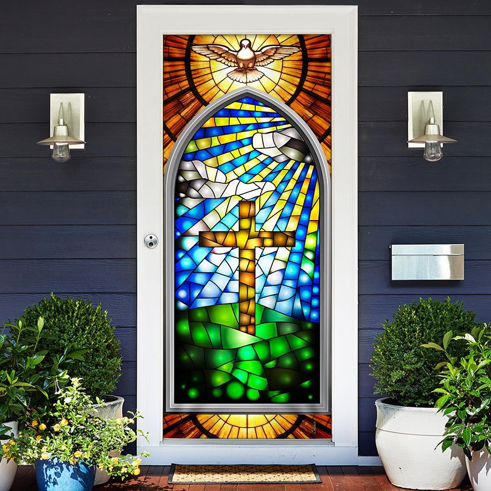 Holy Cross With Dove Door Cover