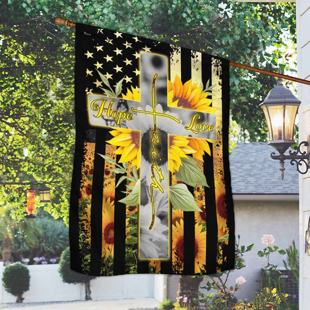 Hope Faith Love Cross American Flag Sunflower MBH216F