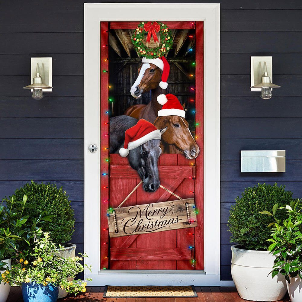 Horse. Merry Christmas Door Cover