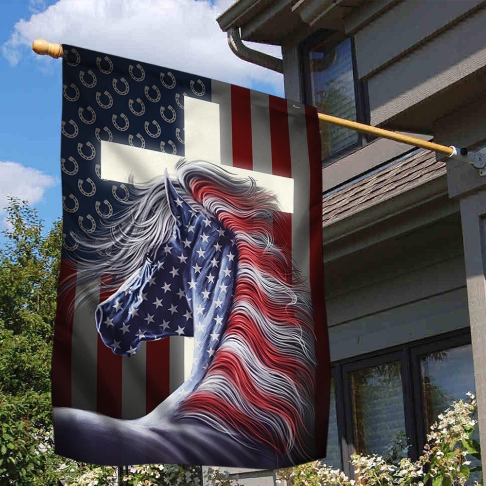 Horse American Flag Horse With Jesus BNT463F