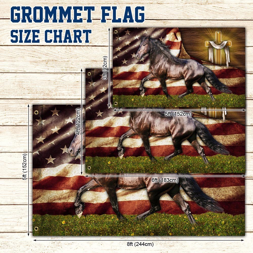 Horse Flag Patriotic Faith Horse American Grommet Flag QTR50GFv1 Horse Flag Patriotic Faith Horse American Grommet Flag QTR50GFv1