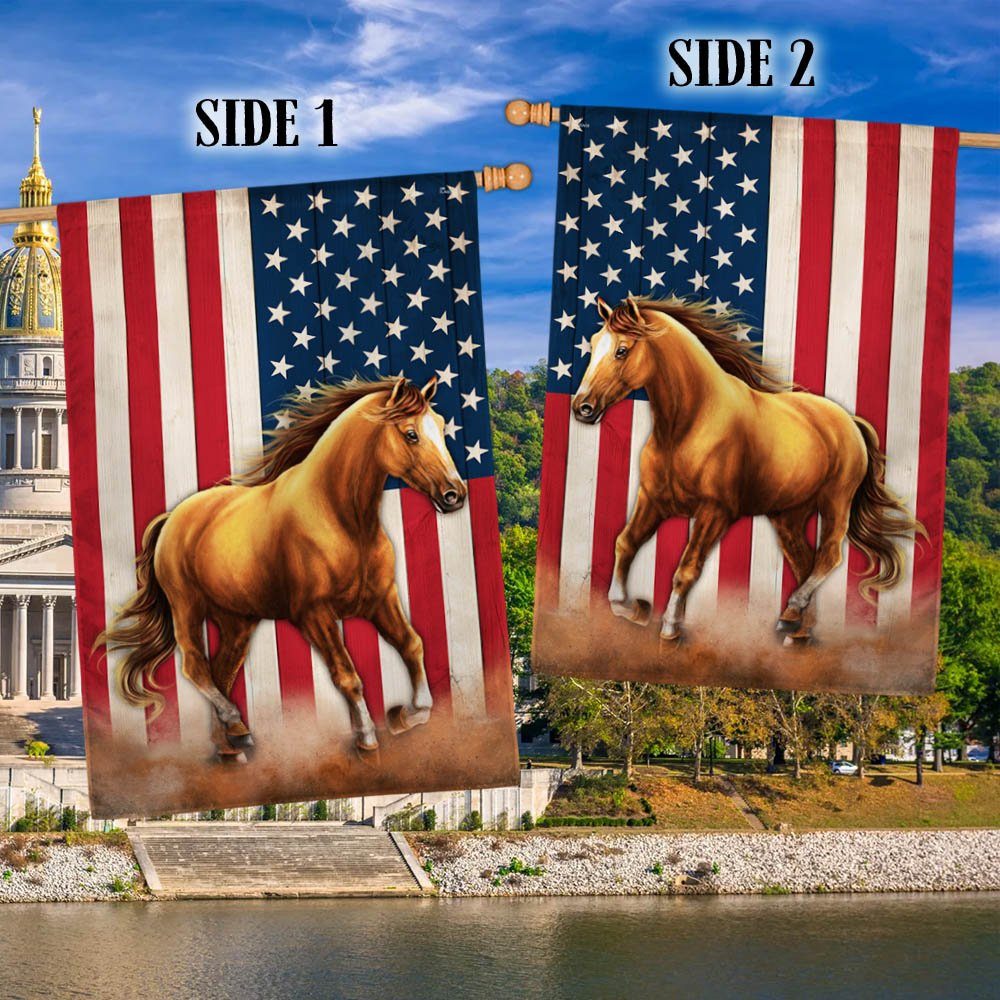 Horse Patriotic American Flag MLN1366F