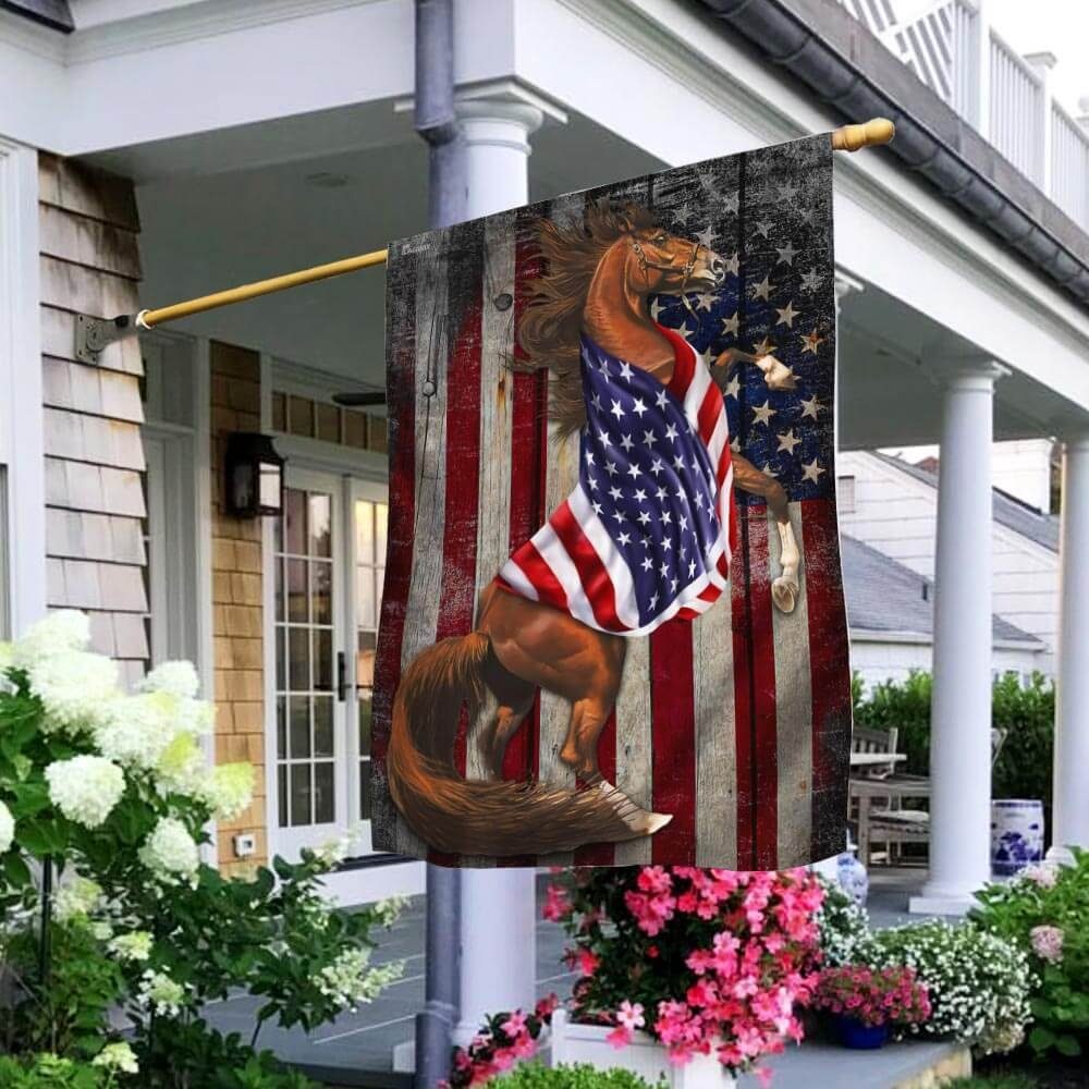 Horse Wrapped In Glory. American Patriot Flag