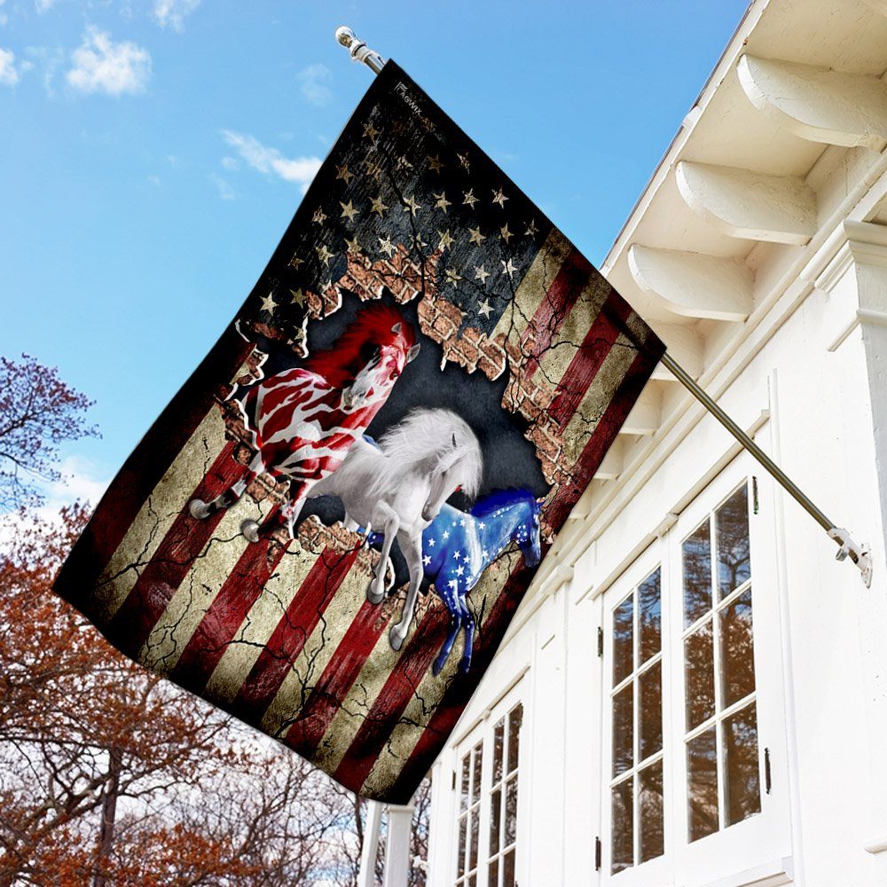 Horses American U.S. Flag