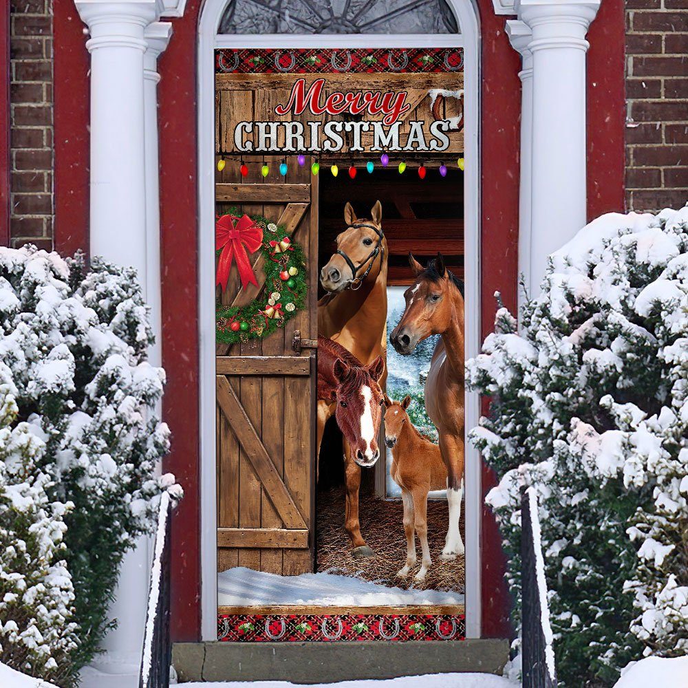 Horses Merry Christmas Door Cover MLN635D