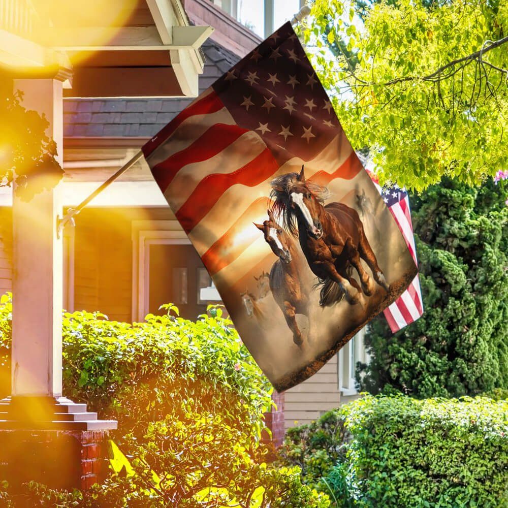 Horses Running American Flag ANT156F