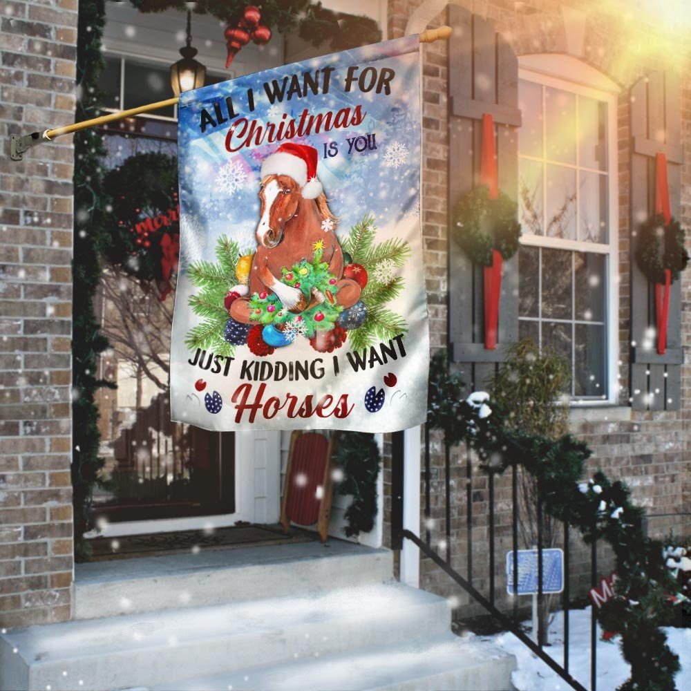 Horses Winter Snow Christmas Flag