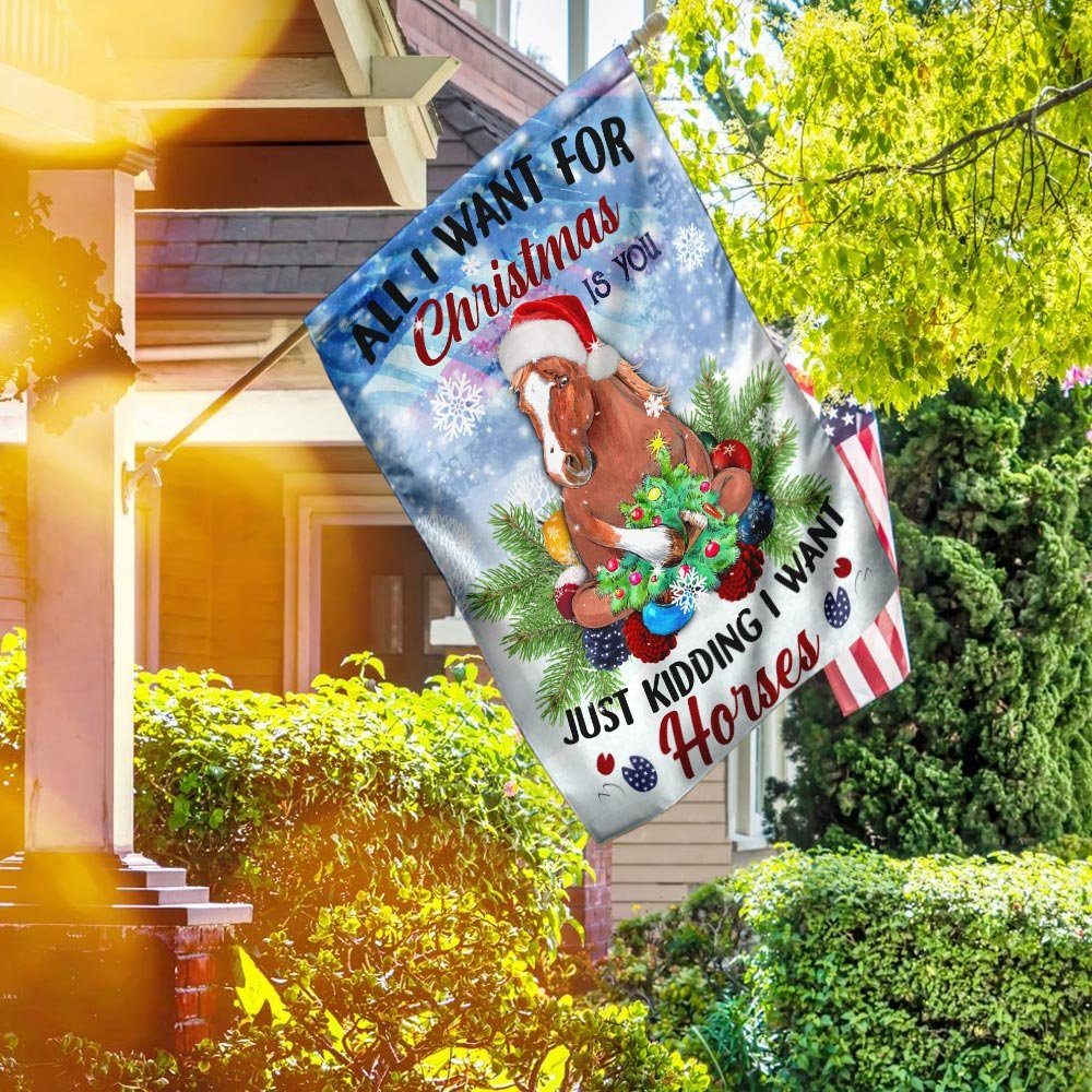 Horses Winter Snow Christmas Flag