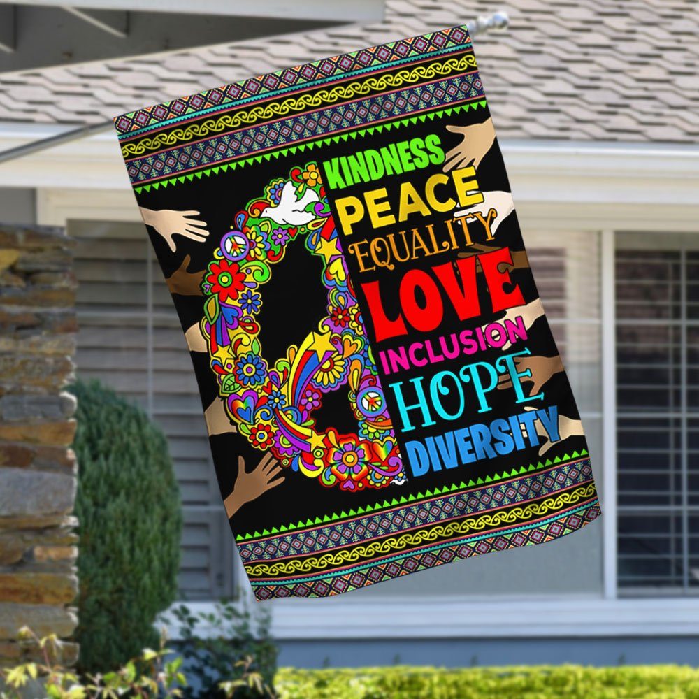 Human Rights Flag Kindness Peace Equality Love Inclusion Hope Diversity LNH042F