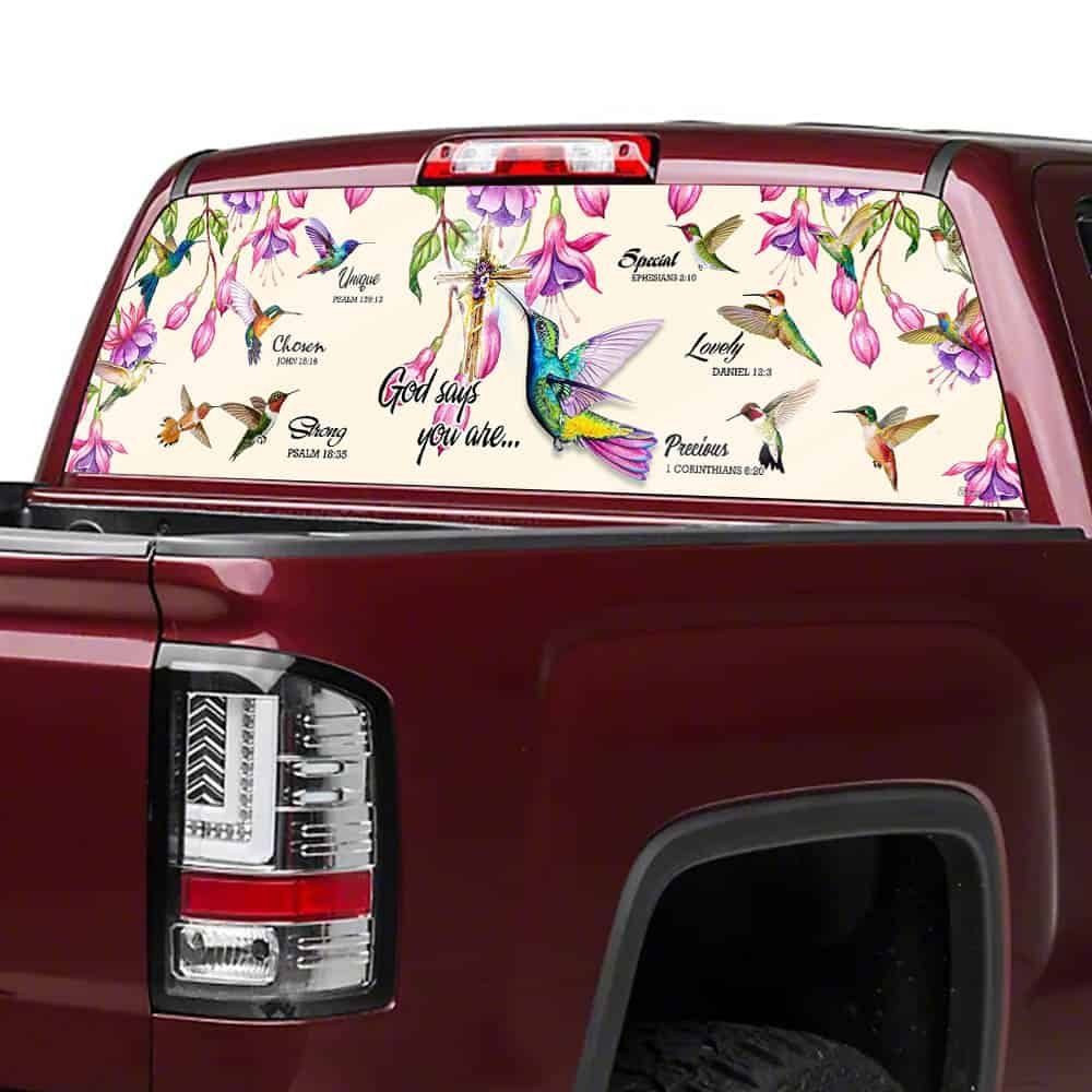 Hummingbird. God Says You Are Rear Window Decal THH2846CD