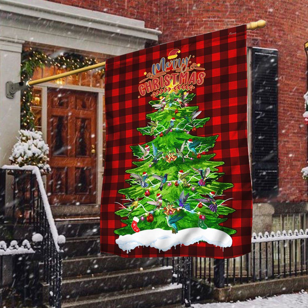 Hummingbird Christmas Tree Merry Christmas Flag MLN683F