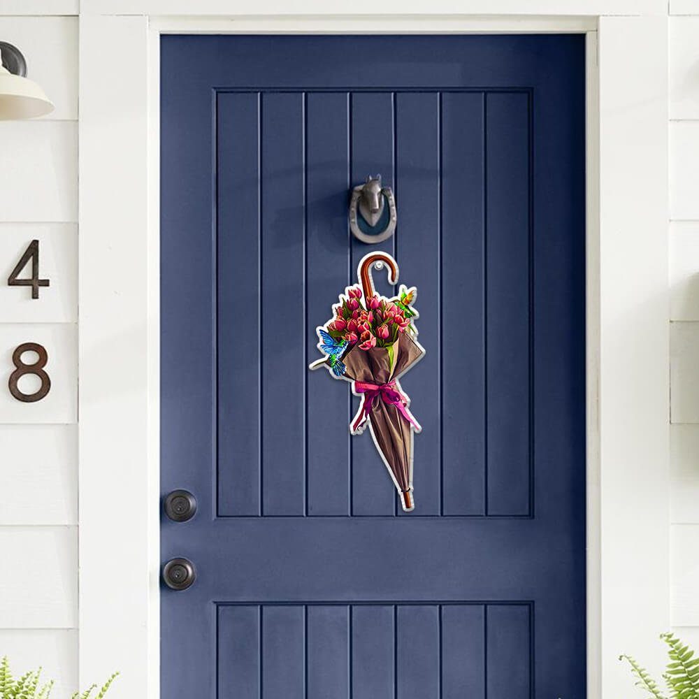 Hummingbird Custom Wooden Sign Flower Umbrella NTT62WD