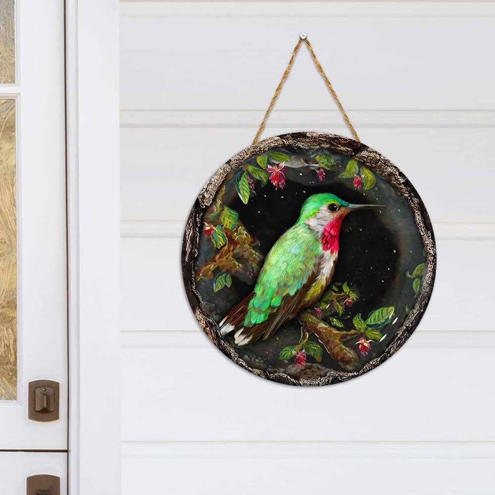 Hummingbird Decor Lovely Round Wooden Sign NTB159WDv1
