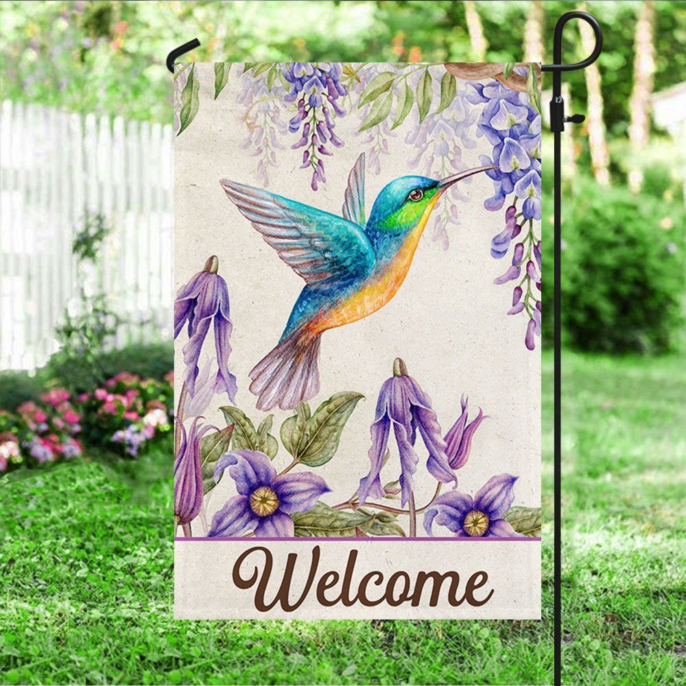 Hummingbird Flower Welcome Flag TQN1104F