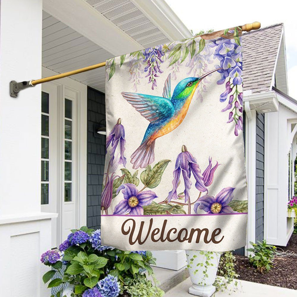 Hummingbird Flower Welcome Flag TQN1104F