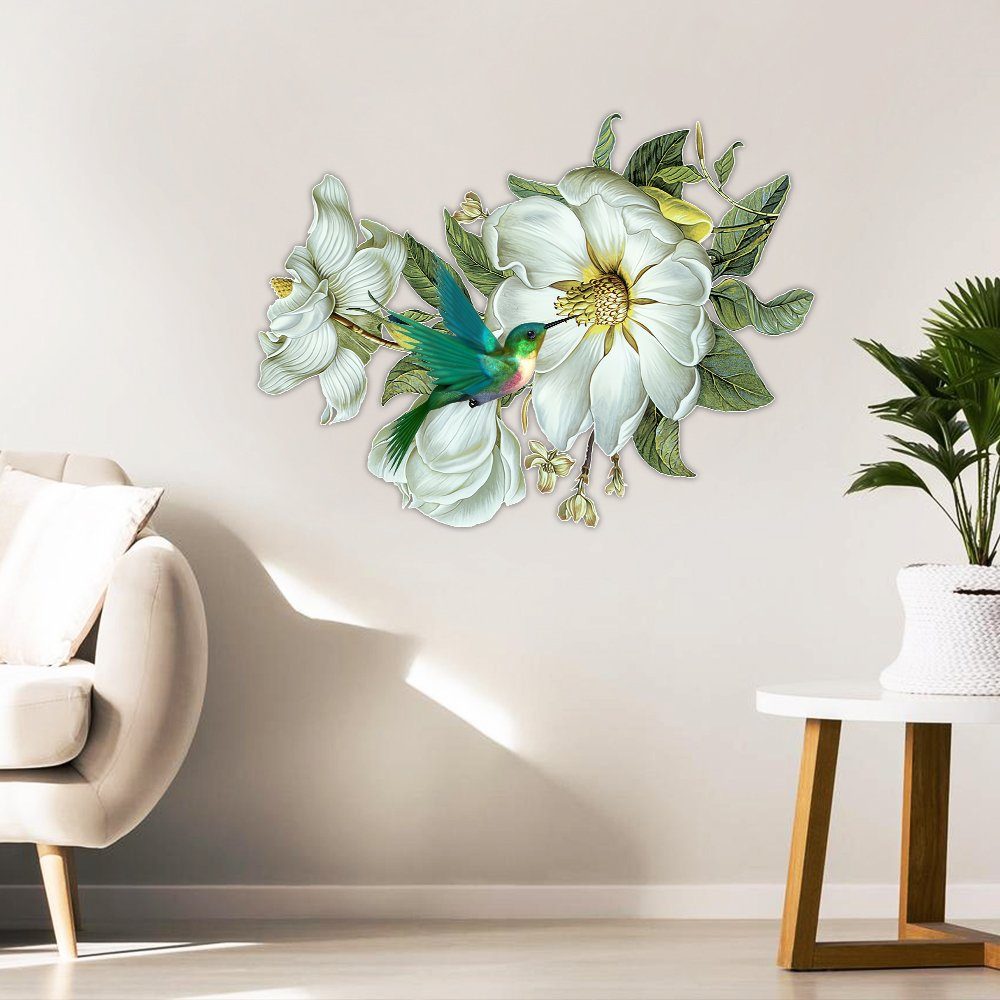 Hummingbird With Flowers Hanging Metal Sign TTV442MS