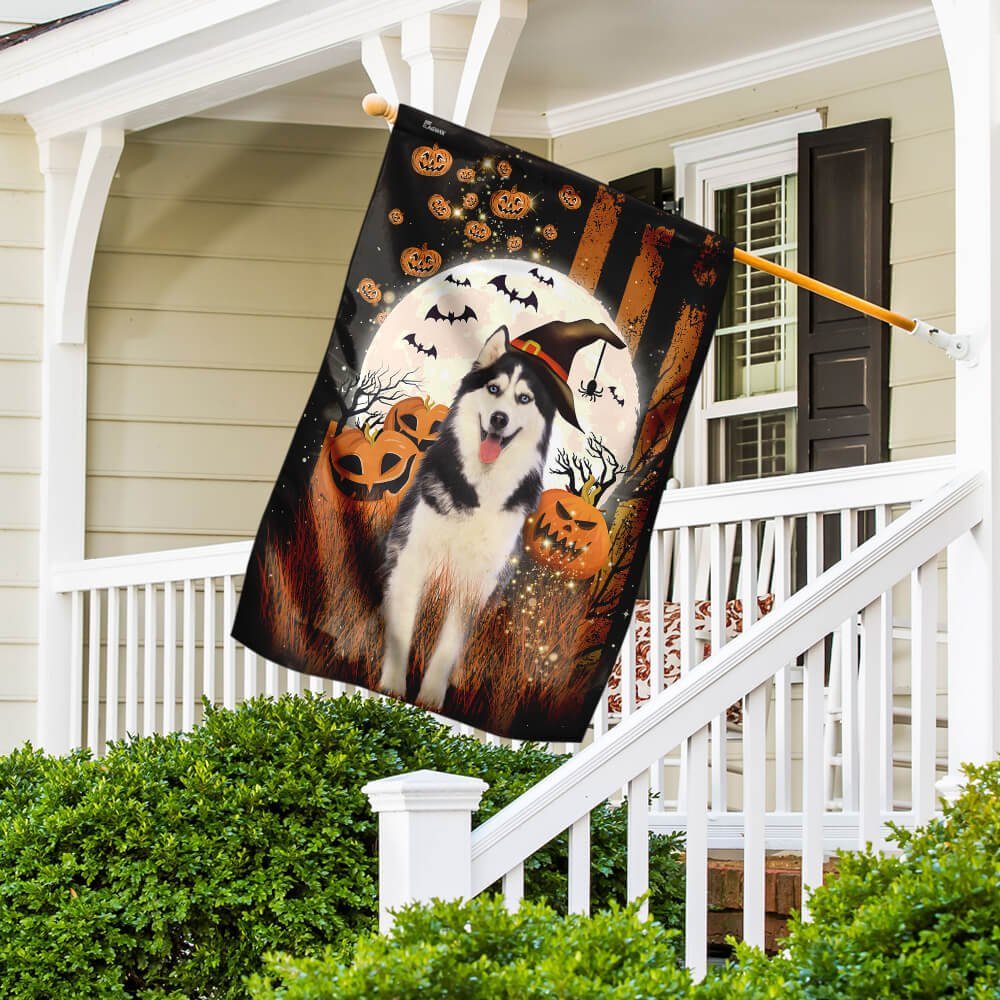 Husky Happy Halloween Flag