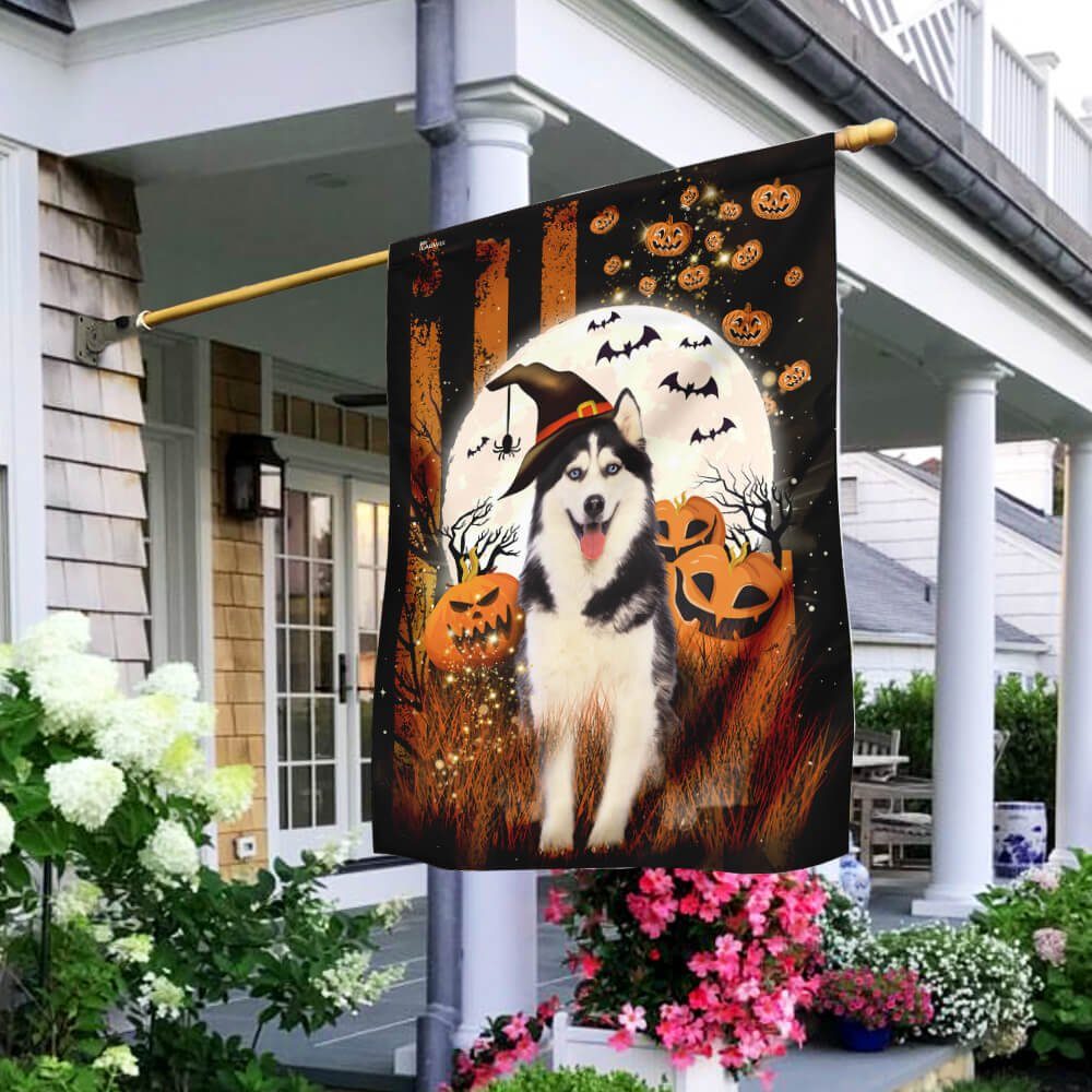 Husky Happy Halloween Flag