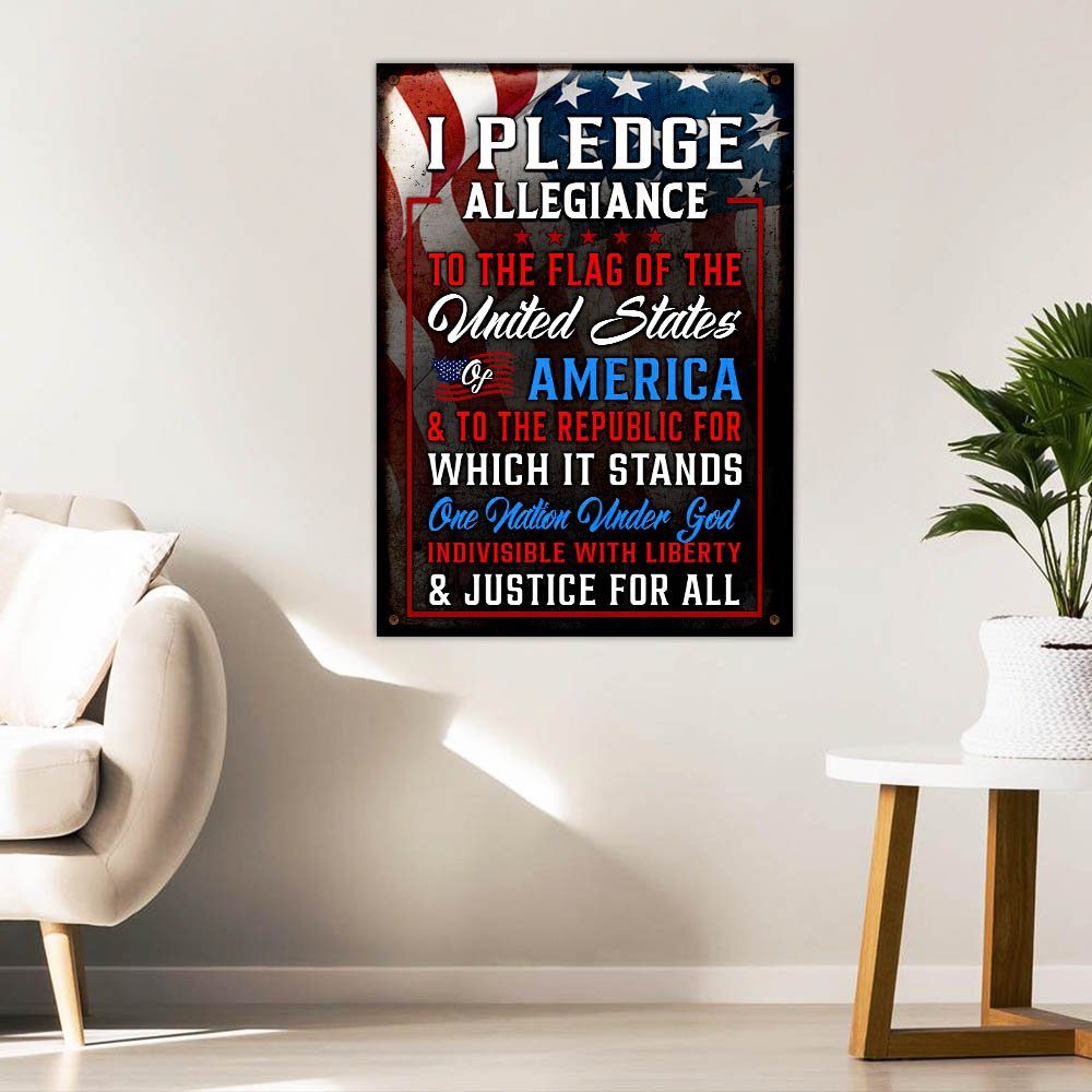 I Pledge Allegiance To The Flag Of The United States Of America Hanging Metal Sign MLH1714MS