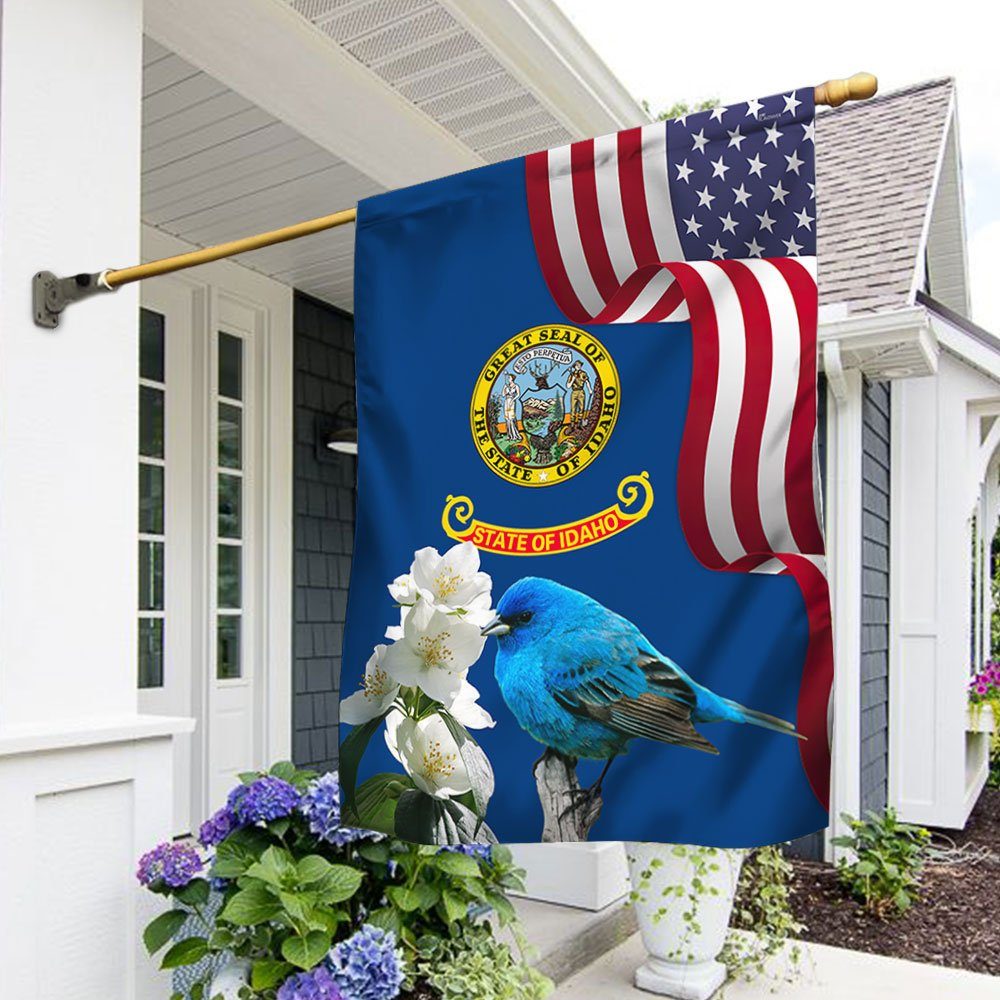Idaho State Mtn. Bluebird and Syringa Flower Flag MLN1141Fv43