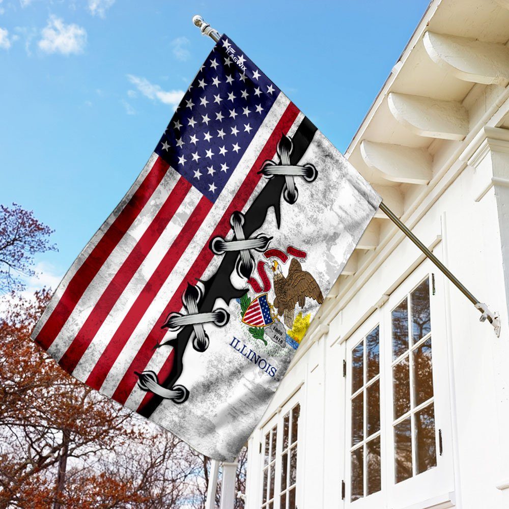 Illinois And American Flag