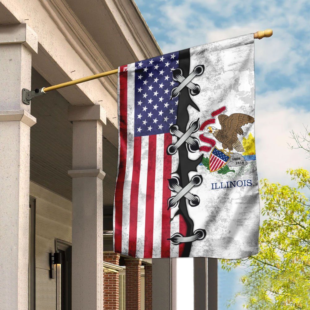 Illinois And American Flag