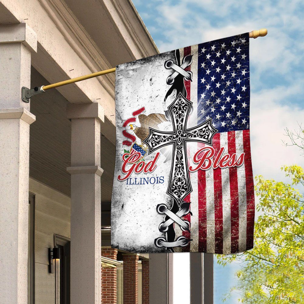 Illinois State American Christian Cross Flag