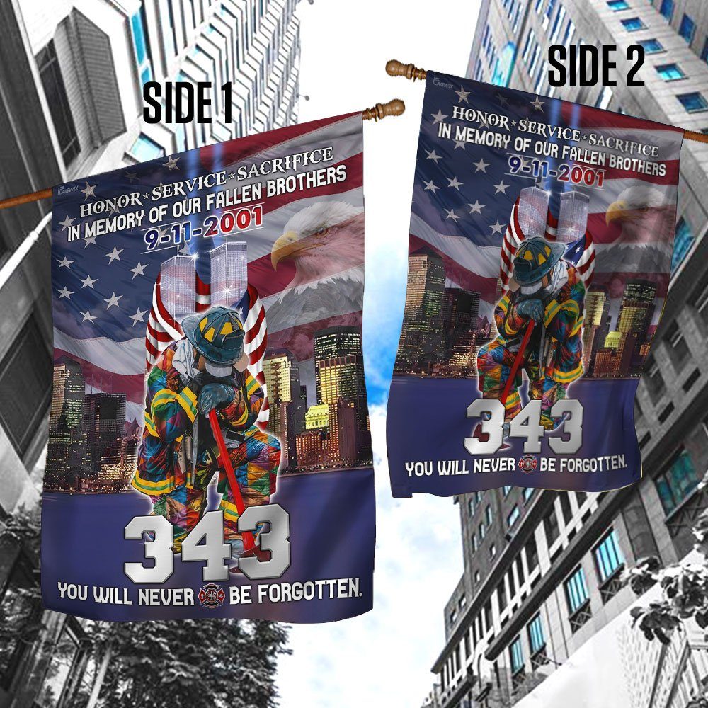 In Memory Of Our Fallen Brothers 9.11 343 Firefighter Flag LHA1609F