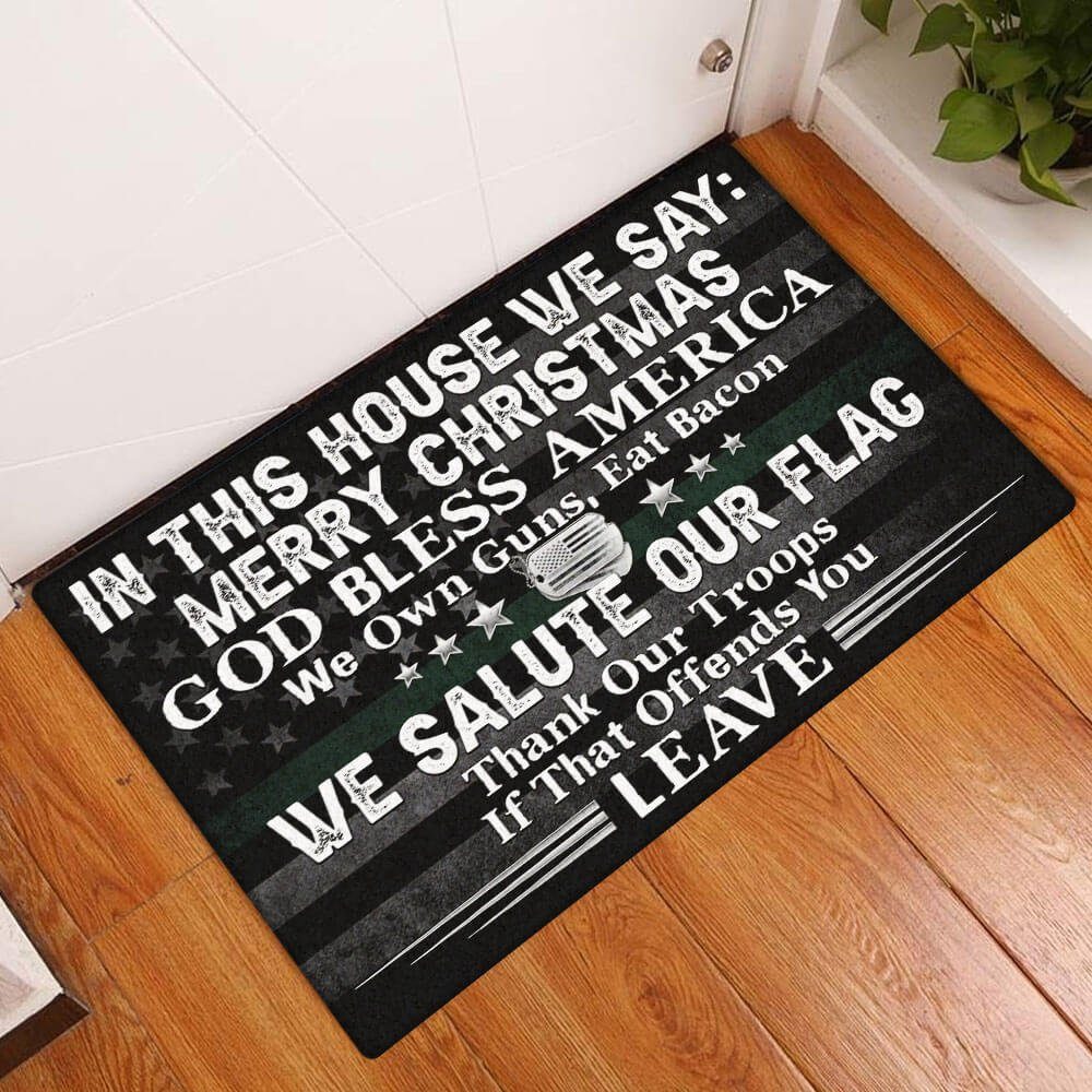 In This House We Say Merry Christmas,  God bless America,  American Doormat TPT422DM