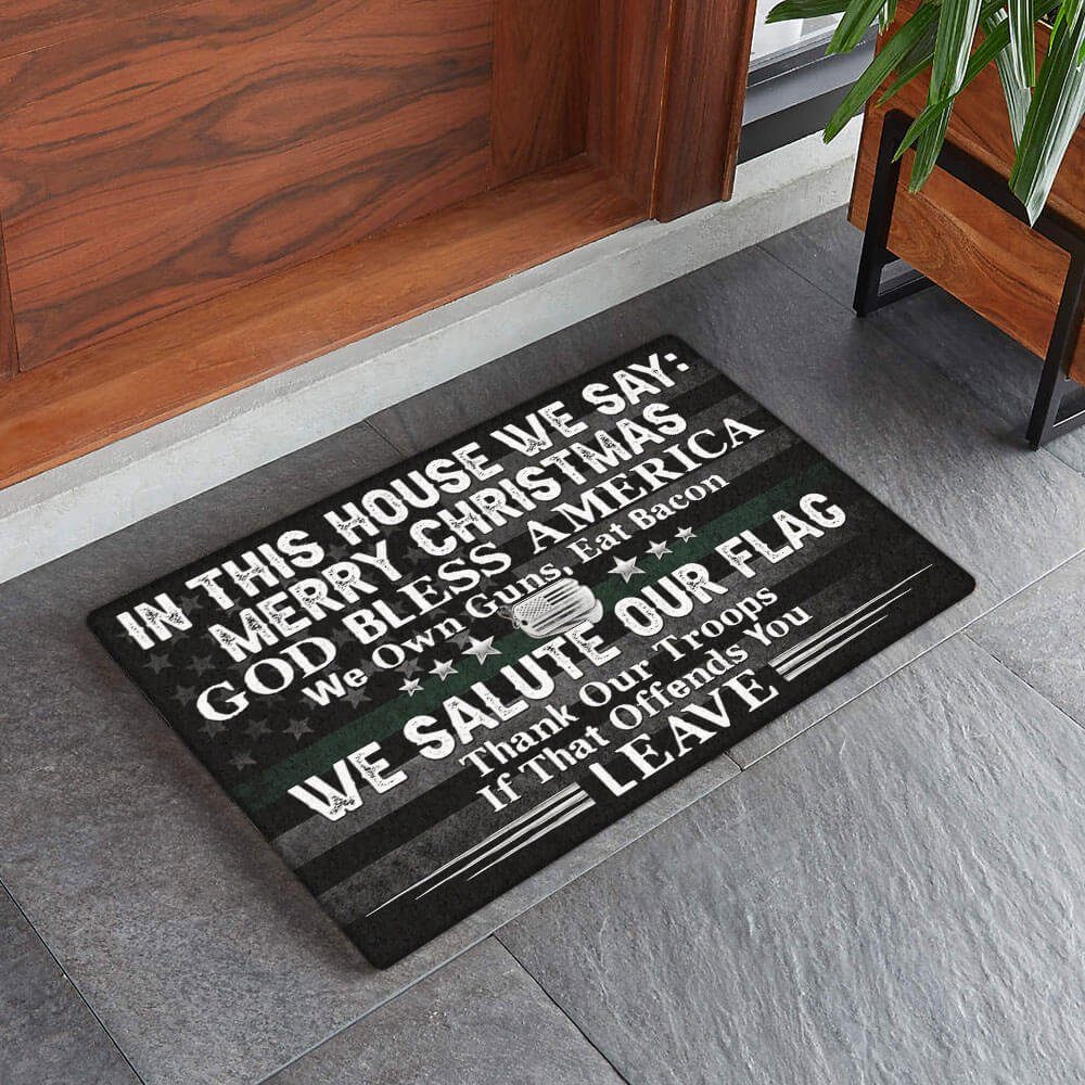 In This House We Say Merry Christmas,  God bless America,  American Doormat TPT422DM