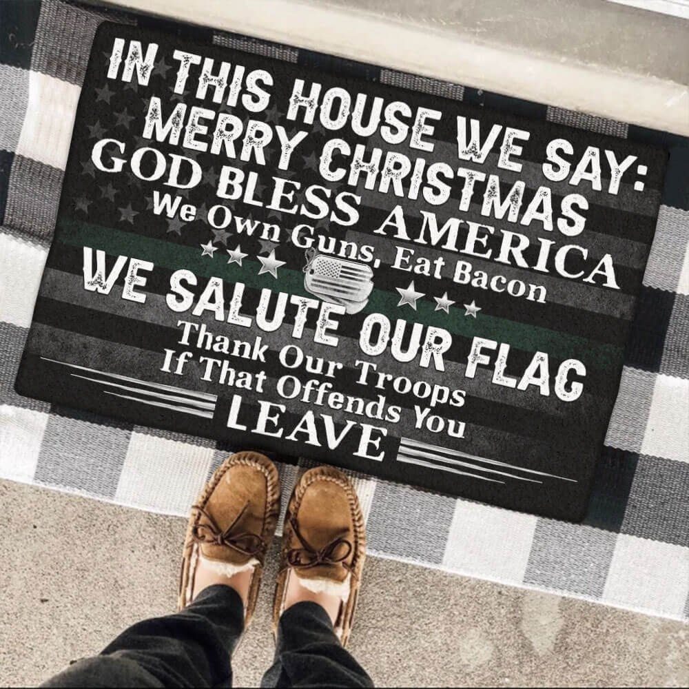 In This House We Say Merry Christmas,  God bless America,  American Doormat TPT422DM