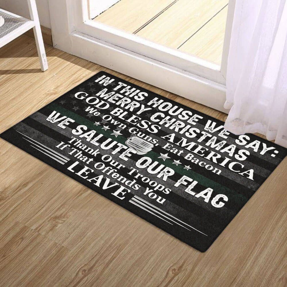 In This House We Say Merry Christmas,  God bless America,  American Doormat TPT422DM