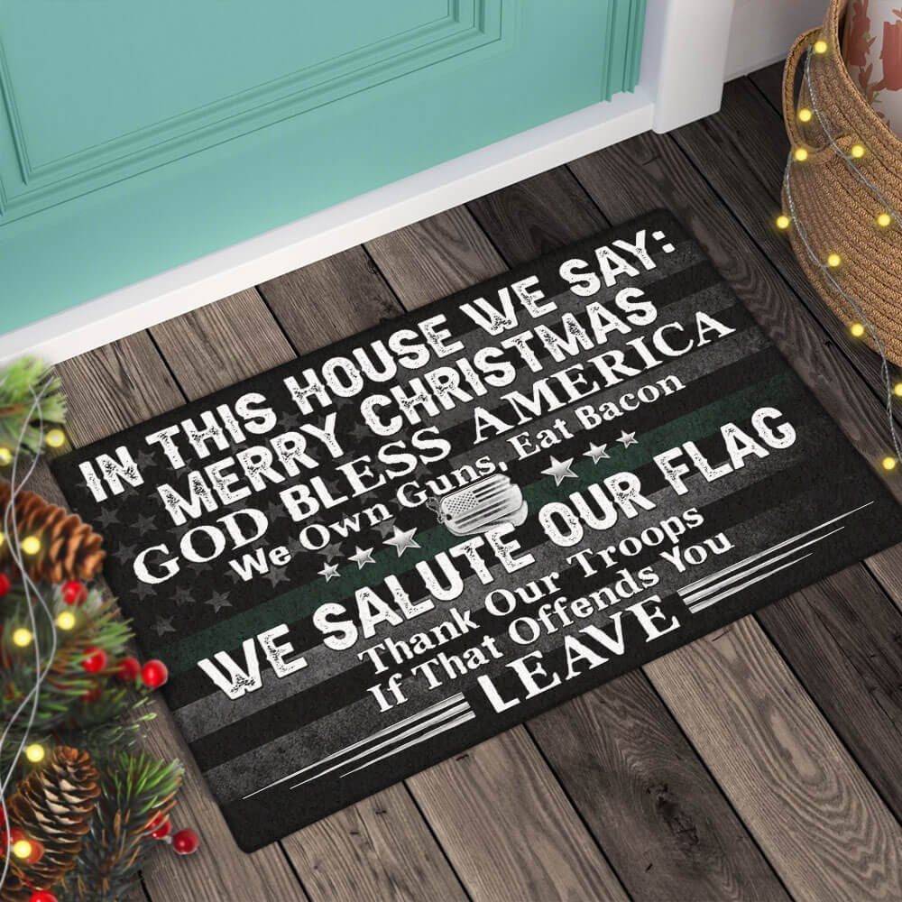 In This House We Say Merry Christmas,  God bless America,  American Doormat TPT422DM