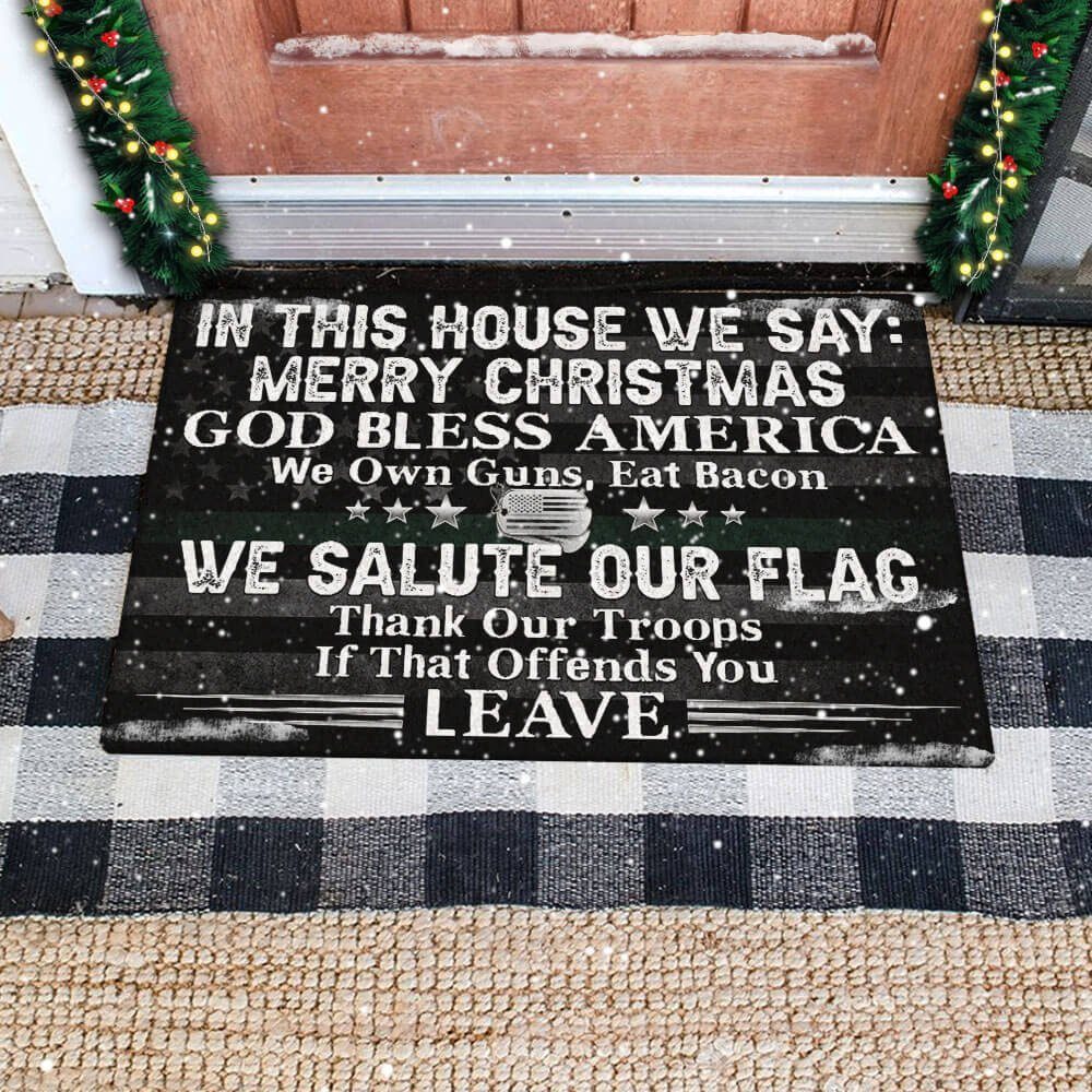 In This House We Say Merry Christmas,  God bless America,  American Doormat TPT422DM